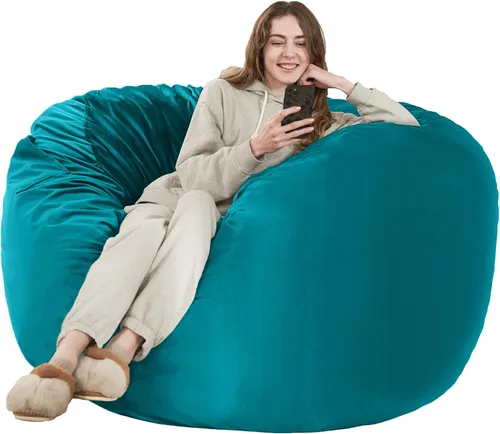 Vista 18 de HABUTWAY Silla de Puf de 2 Pies, Puf de 2' de Sillones Pequeños con Relleno, Silla de Puf en Forma de Lágrima de Terciopelo Ultra Suave con Funda