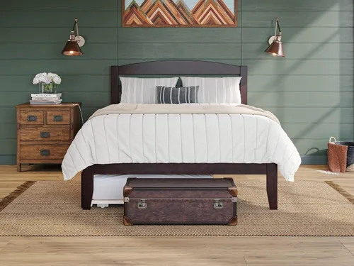 Vista 3 de AFI, Warren - Cama de plataforma matrimonial con cama nido individual, color espresso