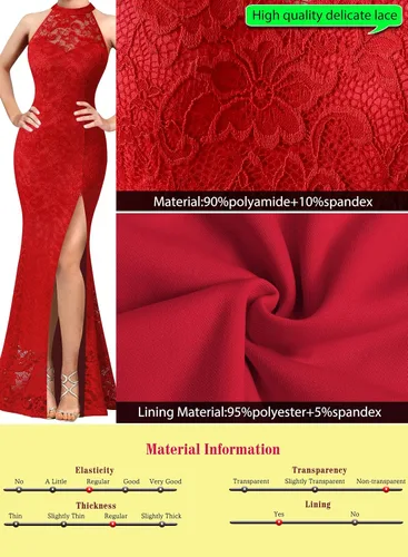Vista 7 de VFSHOW Vestido largo de encaje con cuello halter y cremallera para mujer