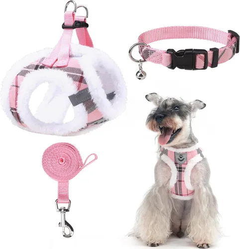 Vista 8 de Arnés para cachorros de otoño de Acción de Gracias - Collar y correa para perro - Arnés de chaleco para perros pequeños de malla suave acolchada
