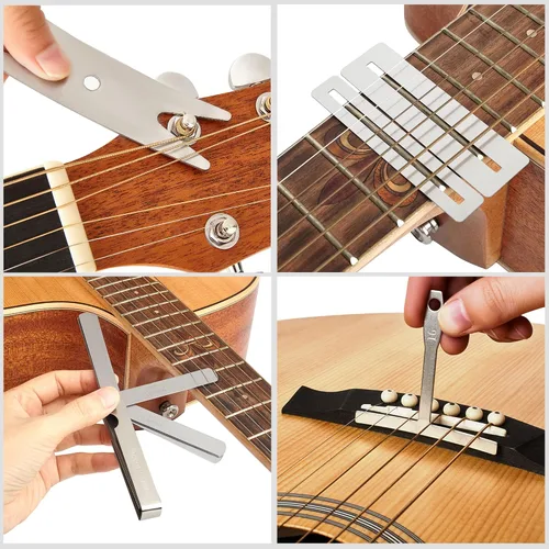 Vista 4 de Kit de herramientas de mantenimiento de reparación de guitarra de 65 piezas, kit de configuración de guitarra, accesorios de cuidado de limpieza