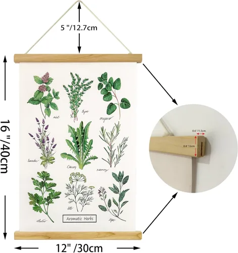Vista 2 de XIAOAIKA Póster de hierbas aromáticas para pared, impresiones artísticas HD vibrantes y coloridas, estilo rústico de hierbas, póster para colgar
