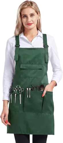 Vista 11 de Nanxson Delantal ajustable para mujer, delantal de trabajo profesional con bolsillos para herramientas CF3010 Negro