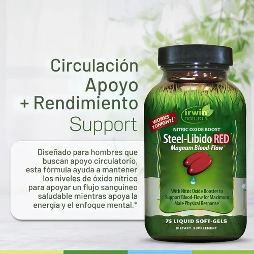Vista 5 de Irwin Naturals Steel-Libido RED Magnum Blood-Flow Support 75 Softgels