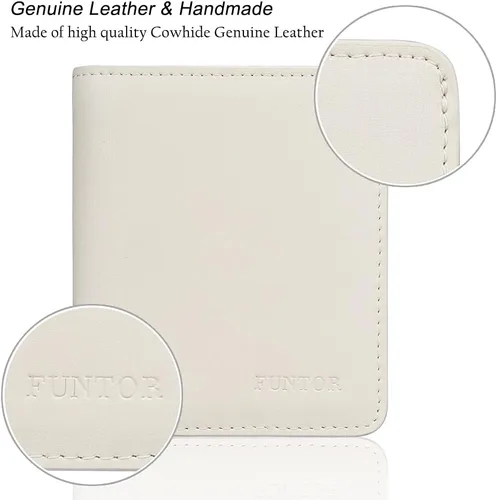 Vista 5 de Funtor Cartera de cuero para mujer, pequeña y compacta, con bolsillo doble, bloqueo RFID, para mujer