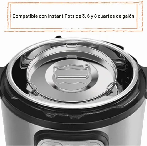 Vista 3 de Molde de flan de acero inoxidable 1.6QT para olla instantánea 6QT, Molde de plata para Flan Maker