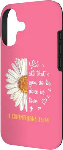 Vista 2 de Linda Daisy 1 Corinthians 16:14 Love Bible Verse for Women Case for iPhone 17