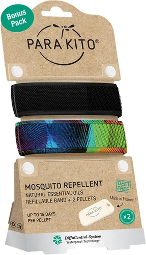 Vista 2 de PARA'KITO Paquete adicional: 2 pulseras y 2 recambios (negro y pavo real)