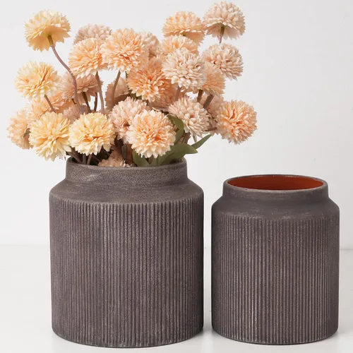 Vista 13 de Florero de cerámica con asas, jarrones rústicos de 11 pulgadas de alto para terracota (1-Terracotta/10.7")