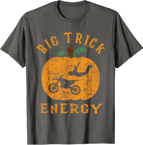 Vista 27 de Dirt Bike Motocross Halloween - Pumpkin Jack O Lantern T-Shirt Asphalt Grey