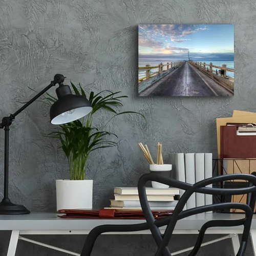 Vista 6 de Epic Art 'Carpinteria Pier View I' de Chris Moyer, arte de pared de vidrio acrílico, 16"x12