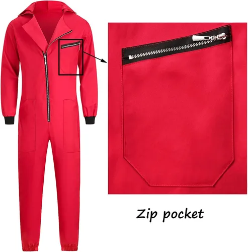 Vista 2 de Fairycece Red Jumpsuit Costume Halloween Coveralls