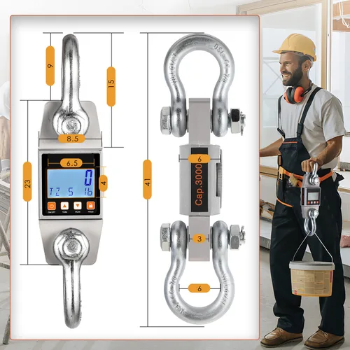 Vista 6 de Bonvoisin Báscula de grúa digital de 6600 libras, báscula colgante industrial resistente (6600 libras/6,613.9 lbs)