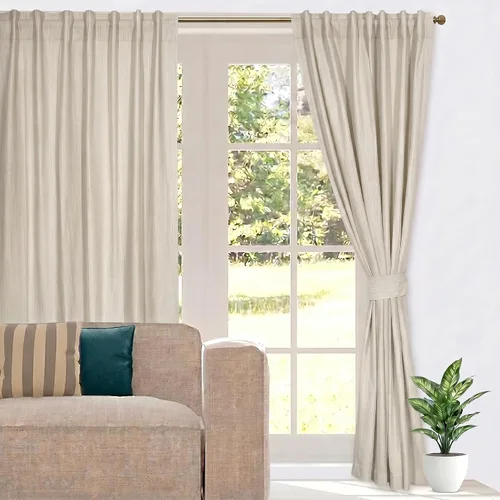 Vista 10 de LFH Home Natural Cotton Rich Curtains For Living Room Light Filtering Window Panels with Rod Pocket Back Tab Farmhouse Curtain for Bedroom or Easy