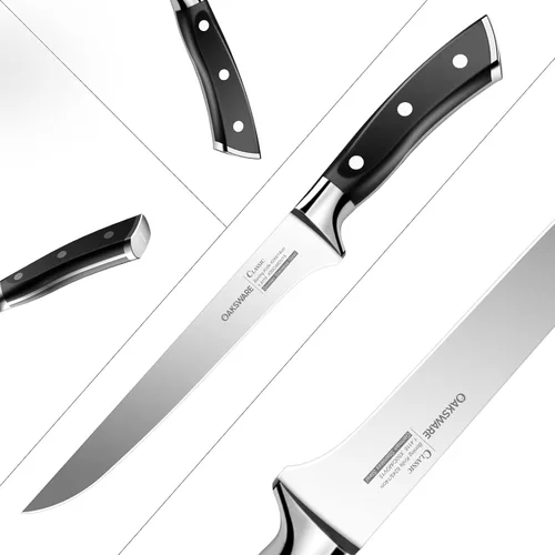 Vista 2 de OAKSWARE Cuchillo deshuesador de 5.5 pulgadas, acero inoxidable alemán, cuchillo de filete, cuchillo de cocina, cuchillo de carne multiusos