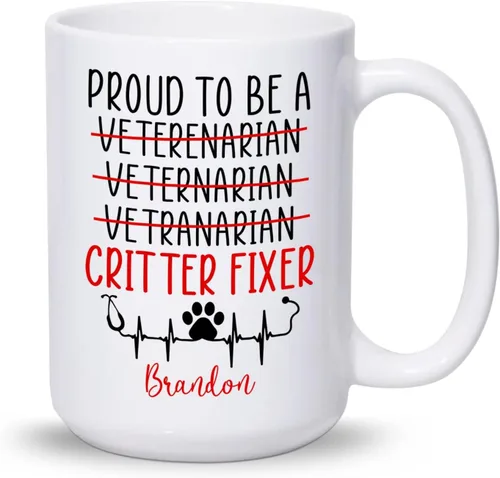 Vista 14 de Taza veterinaria personalizada, taza veterinaria de cuidado de animales, regalos para veterinarios, taza con nombre personalizado de veterinario