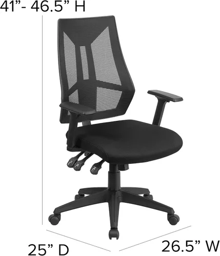 Vista 3 de Flash Furniture Ivan Silla de oficina ergonómica giratoria multifunción de malla negra con brazos ajustables