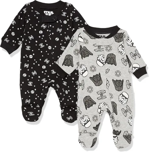 Vista 22 de Amazon Essentials Disney Marvel Star Wars - Pijama unisex de algodón con pies para bebés y niños pequeños, paquete múltiple