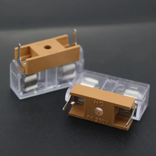 Vista 4 de 10 unids 0.197x0.787 in doble terminal fusible PCB montaje en panel Shell con cubierta transparente 250 V 6A fusible titular Shell para placa