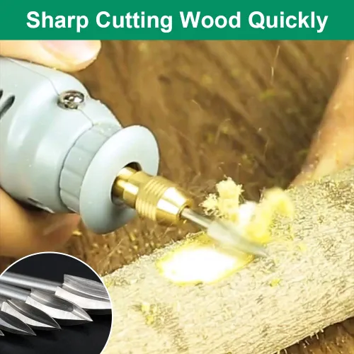 Vista 3 de Juego de brocas de tallado de madera para Dremel, herramienta rotativa, 5 piezas, accesorios de taladro de grabado, broca de madera, manualidades
