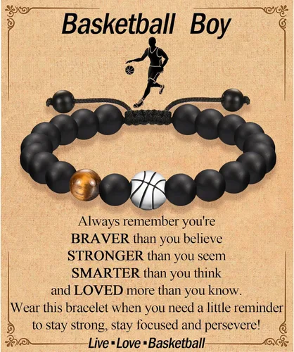 Vista 21 de EFVISD Pulsera de fútbol, baloncesto, béisbol, hockey para regalos para niños jugadores amantes de equipos, hijo, nieto, hermano, sobrino, amigo