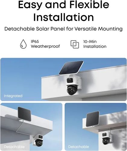 Vista 7 de eufy Security eufyCam S4, kit de 2 cámaras, 4K solar, PTZ de 3 lentes, sistema inalámbrico