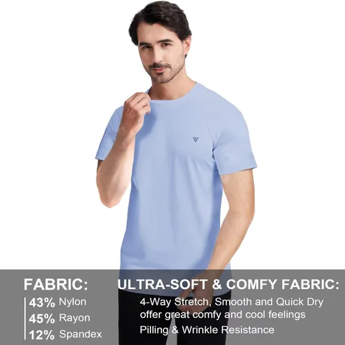 Vista 4 de M MAELREG Camiseta para hombre que absorbe la humedad, manga corta y larga, ligera, casual, cuello redondo, camisetas para hombre