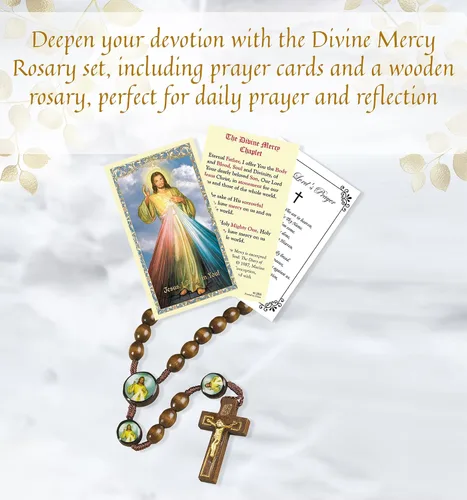 Vista 2 de Rosario de la Divina Misericordia – con tarjetas de oración de la Divina Misericordia, tarjeta de oración del Señor Rosario de la Divina
