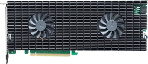 Vista 12 de HighPoint HBA M.2 Rocket 1104 PCIe Gen3 NVMe HBA de 4 puertos para sistemas Windows, Mac, Linux y VMWare.