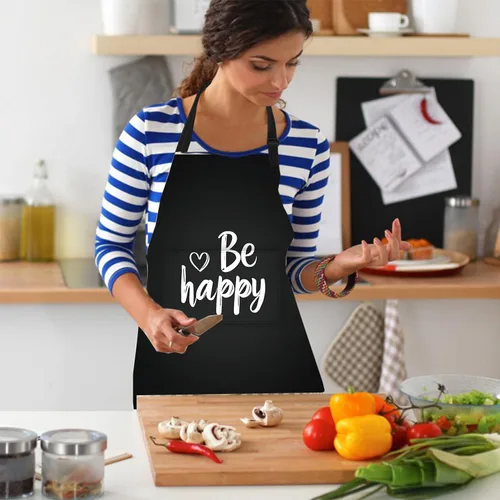 Vista 2 de Delantal de cocina para el hogar, cocina, horneado, jardinería, para mujeres y hombres, con bolsillos, delantal impermeable, 32 x 28 pulgadas