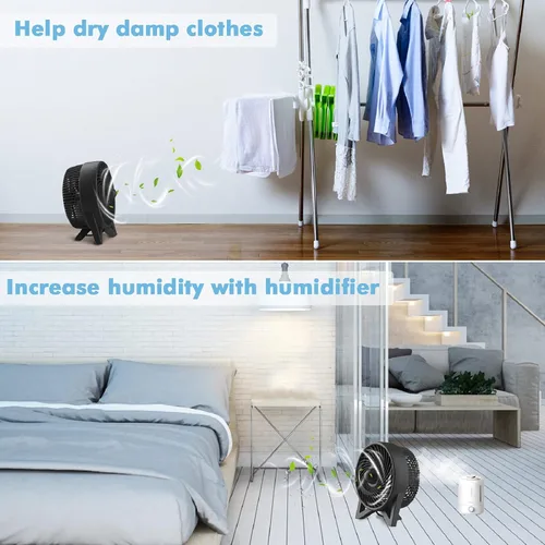 Vista 7 de DR.PREPARE Ventilador de escritorio, ventilador de mesa potente de 20 cm, ventilador pequeño y silencioso de mesita de noche con 2 velocidades