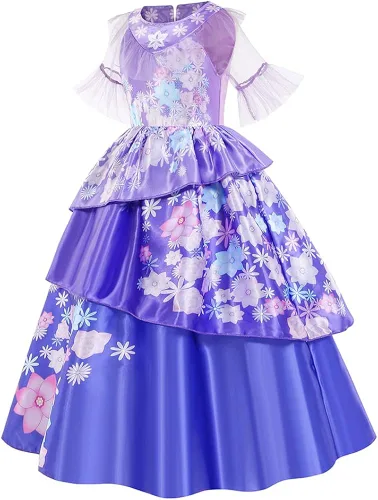 Vista 2 de Vestido de Isabella para niñas disfraz de Encanto ropa de cosplay con accesorios