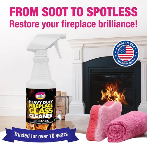 Vista 7 de Quick 'n Brite Kit de limpiador de vidrio para chimenea – Limpiador resistente de 16 onzas con herramienta raspadora, esponjas de melamina