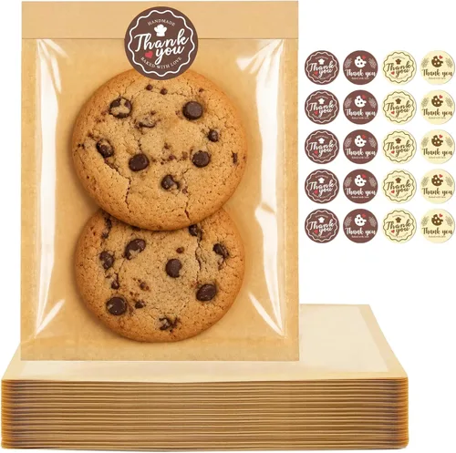 Vista 13 de 120 bolsas de galletas con sello, embalaje de galletas de 5.7 x 6.5