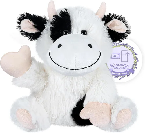 Vista 12 de SuzziPals Vaca de las Tierras Altas de Peluche Calentable y Enfriable, Almohadilla Calentable Microondable para Relajación y Alivio, Juguetes