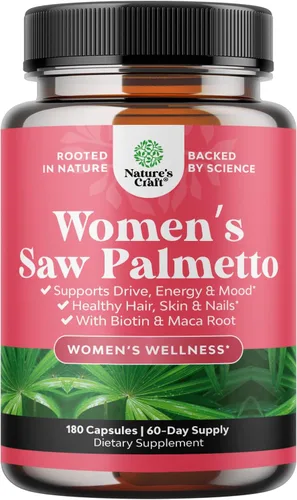 Vista 10 de Palmetto de sierra extra fuerte para mujeres, mezcla estimulante femenina con biotina, sílice de zinc y cápsulas de raíz de maca para mujeres