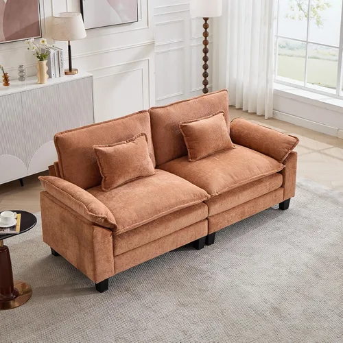 Vista 29 de Oprisen Sofá Seccional Modular, Cómodo Cloud Couch Sofá Seccional, Sofá Cama de Chenilla con Asiento Profundo con Almohadas Decorativas para Sala