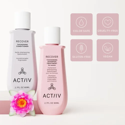 Vista 5 de ACTIIV Recover Travel Duo para mujer Apoya la apariencia de un cabello más completo y saludable, a base de plantas, seguro para el color, vegano