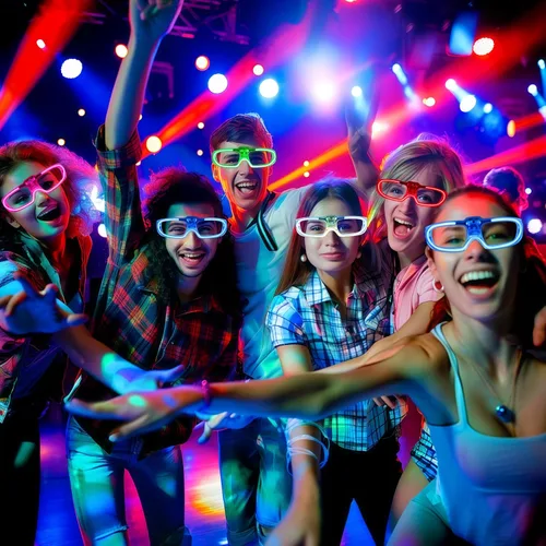 Vista 5 de Paquete de 20 lentes LED que brillan en la oscuridad, suministros de fiesta, lentes iluminados para niños y adultos, cumpleaños, vacaciones