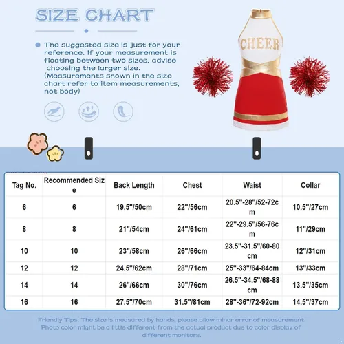 Vista 5 de Disfraz de líder de animadora para niñas, vestido de fiesta de Halloween, traje de animadora con pompones de cumpleaños