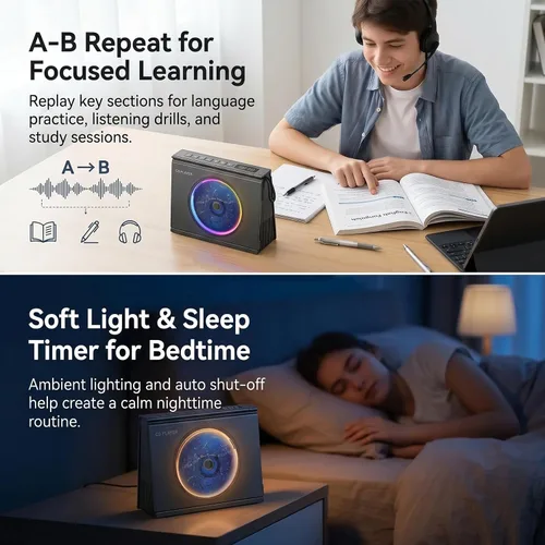 Vista 6 de Gueray Reproductores portátiles de CD Bluetooth del reproductor de CD para Negro