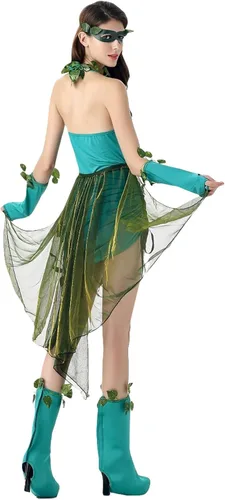 Vista 2 de LovSmile Disfraz de hadas Tinkerbell para mujer, vestido verde para cosplay, fiesta de Halloween con alas