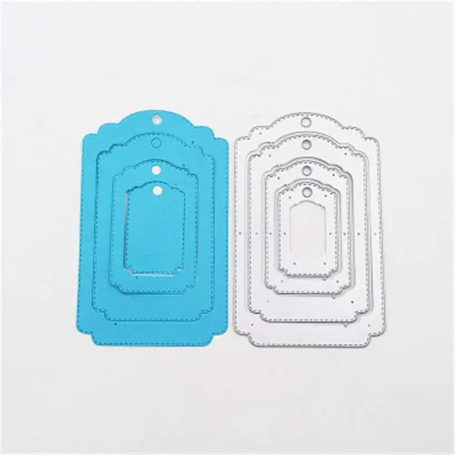 Vista 4 de Juego de 4 etiquetas colgantes de metal, 4 unidades/juego de etiquetas de capas troqueladas, plantillas en relieve, molde de plantilla para tarjetas
