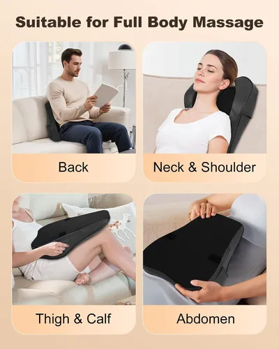 Vista 7 de Beleduc Masajeador de espalda Shiatsu con calor, masajeador de espalda para dolor de espalda, tejido profundo, masaje de vibración, almohada