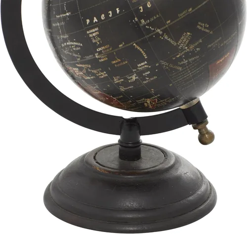Vista 4 de Deco 79 Globo de madera de mango, 6 x 5 x 9 pulgadas, negro