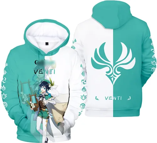 Vista 3 de SIAOMA Genshin Impact - Sudadera unisex con capucha y estampado 3D