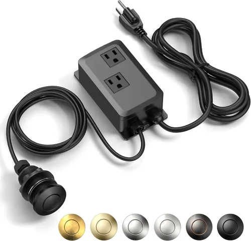 Vista 12 de Kit de Interruptor de Aire para Triturador de Basura, Salida Doble Profesional, Cubierta de Latón Macizo en Oro Cepillado, Botón Superior