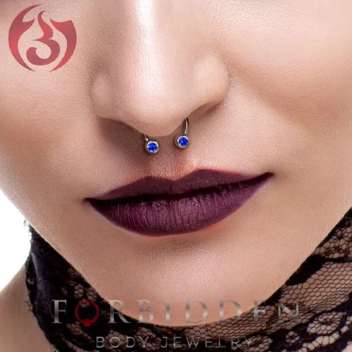 Vista 3 de Forbidden Body Jewelry Anillos de herradura de acero quirúrgico de 14G y 0.472 in con circonita cúbica para pezón, se venden en pares