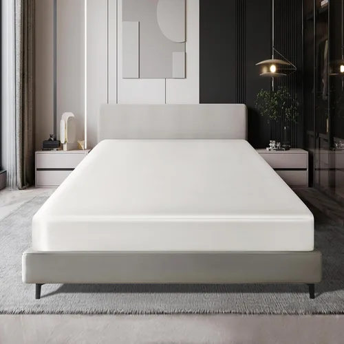 Vista 10 de MILVOWOC Sábana bajera de satén tamaño individual, color beige, 1 pieza Fitted Sheet Only, Soft Bottom, Thick Sheet, 1 Piece