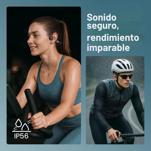 Vista 5 de Auriculares de conducción ósea, auriculares de oreja abierta Bluetooth 5.4 con micrófono, 8 horas de reproducción, auriculares de conducción ósea